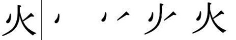 Tratti del kanji di Fuoco