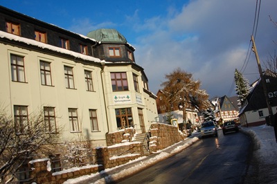 down the street