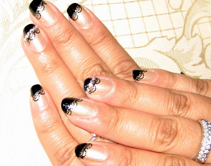 Playfully Polished black lace wedding nails