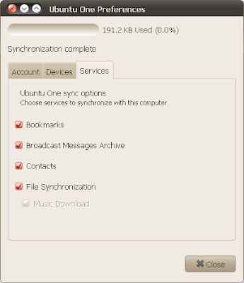 ubuntuone preferences dialog