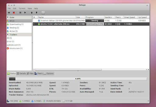 deluge torrent download speed