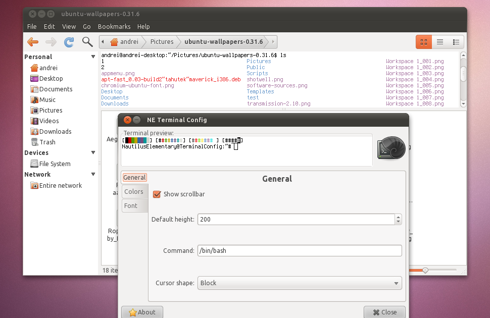 NE Terminal Config Configure The Nautilus Elementary Embedded Terminal