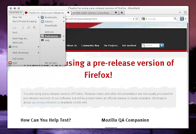 Firefox 4.0 menu linux