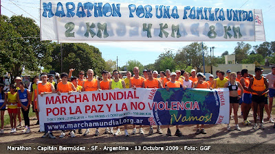 La marcha Mundial presente en la Maratón en Capitan Bermudez, Santa Fe, Argentina