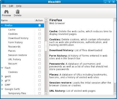 BleachBit 064 Firefox Fedora11 English