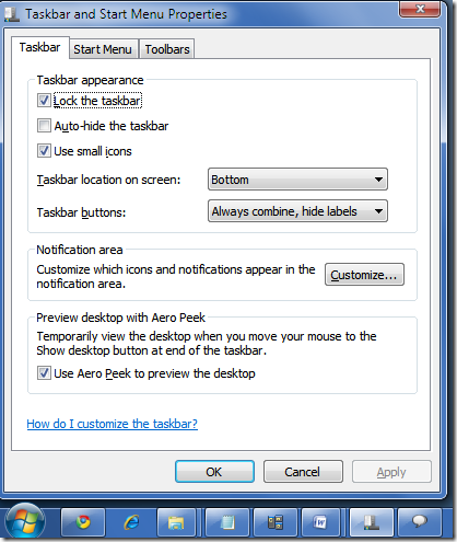 Use Small Icons on Windows 7 Taskbar SmallTaskbarIcons