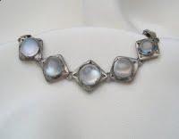 Antique Jewelry - wonderful silver bracelet is accented with beautiful cabochon