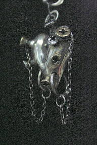 sideveiw of screwed and chained heart