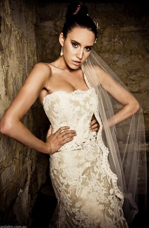 Golden Lace Wedding Gown