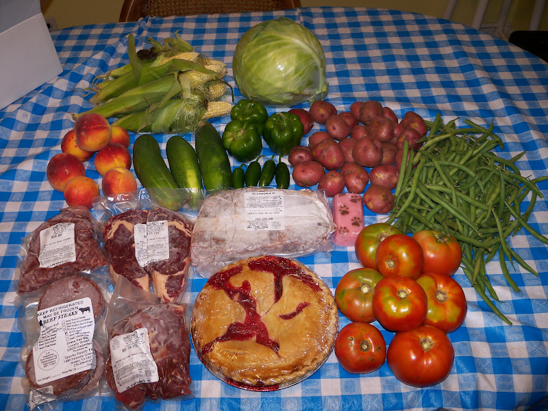 My purchases from the Salem, VA Farmers' Market Saturday, July 31, 2010