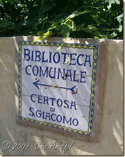 Ciao Amalfi Coast Blog Certosa San Giacomo Sign