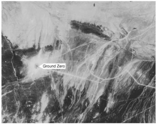 Corona photograph of nuclear test site at Lop Nor, China.