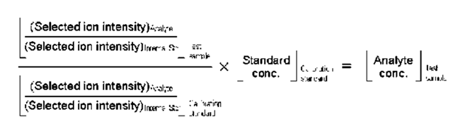  Formula for the calculation of the analyte concentration using a one-point calibration protocol. 