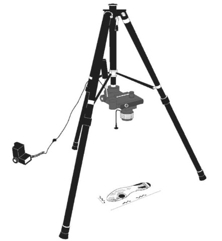  To take examination-quality photographs, a camera on a tripod should be positioned directly over the impression. A scale should be placed alongside the impression. A flash unit and long flash extension cord will allow the proper use of oblique light during exposure.