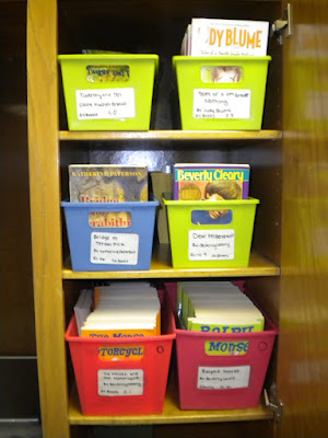 All my class sets of books in their new home, dont they look happy! (And organized?!)