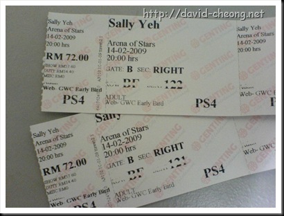 Sally yap concert ticket