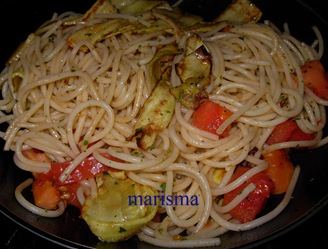 espaguetis con calabacin rehogados