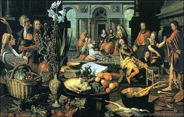 Peter Aertsen, Le Christ dans la maison de Marthe et Marie, 1553 Peter Aertsen, Le Christ dans la maison de Marthe et Marie, 1553