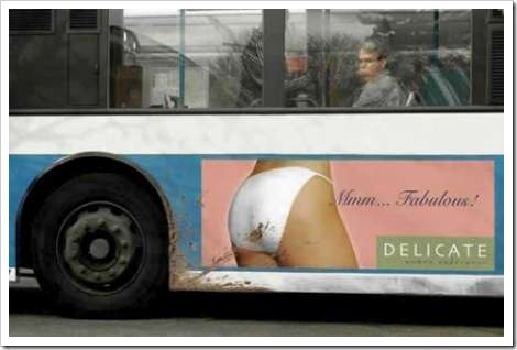 funny ad. Funny lingerie ad in bus.