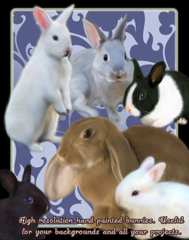hand painted bunnies rabbits easter backgrounds png scrapbooking