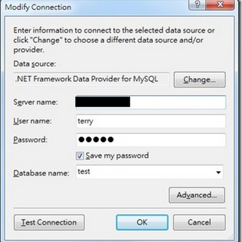 在Visual Studio 2008上用SqlDataSource抓MySQL上資料的簡易示範