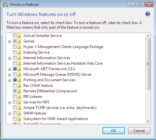 Turn Windows 7 Features On Or Of