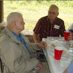 Jim Dunkley left and Allen Gleaves enjoy after picnic conversation