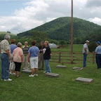 Gleaves Kin discuss ancestors with Gleaves knob in backbround