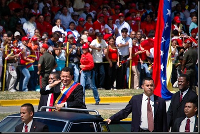 Chavez Salutes the Crowd
