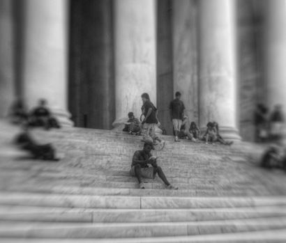 Reading on the Steps