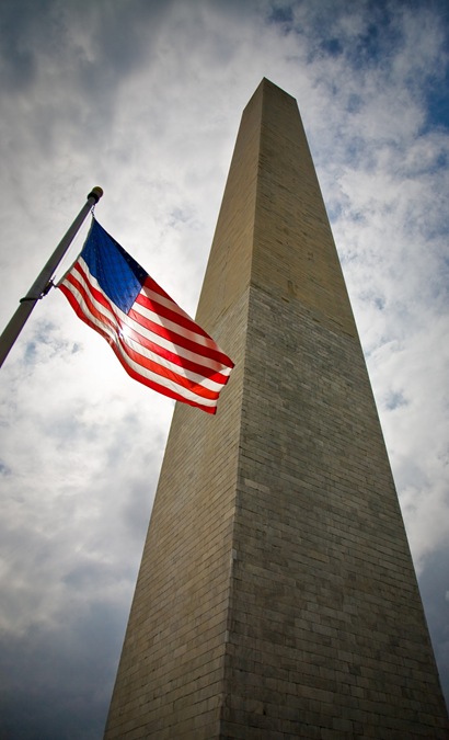 Washington Monument and Flag