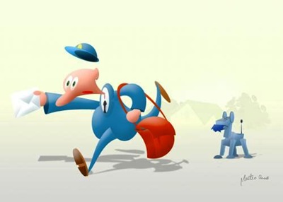 Postman and electronic dog Postman and electronic dog