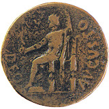 Representació numismàtica de l'estàtua de culte a August a Tàrraco. moneda august tarraco.jpg