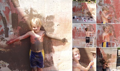 View Jake & Jess painting our retaining wall
