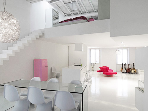 simple and minimalist loft white interior
