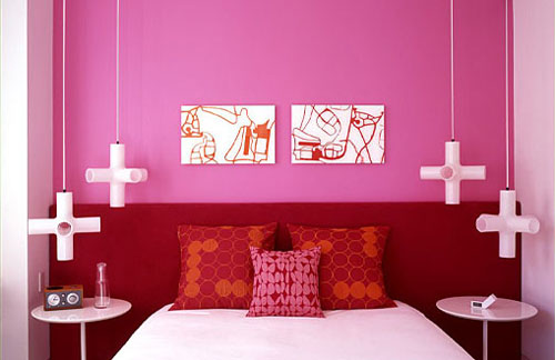 pink color bedroom design interior ideas