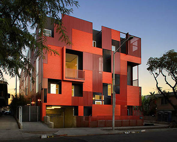 red apartment architecture building designs