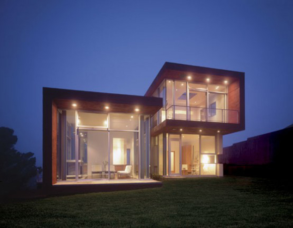red glass house architecture design