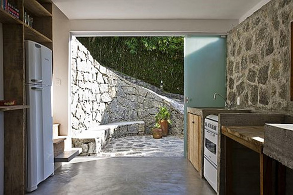 minimalist kitchen in stoned box house