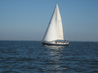 Mike Dausen's NA 3 Invicible under #2, Staysail and Full main sailing out of the Eastern Bay
