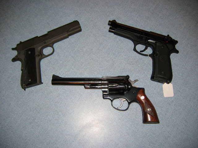 1911A1, 92FS, Security Six Springfield 1911A1, Baretta 92FS, Ruger Security Six