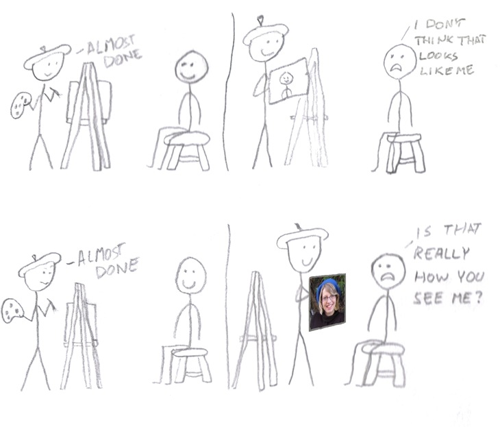 This began with me drawing Jess as a stick figure, I think I captured her well. Portrait1