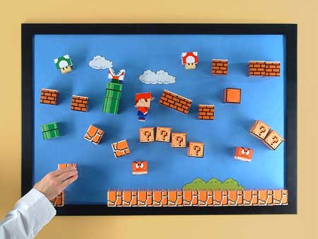 Build Your Own Super Mario Papercraft Magnet Board