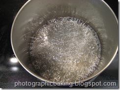 Caramel boiling more vigorously Caramel boiling more vigorously