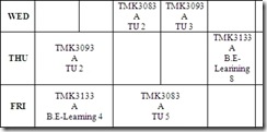 jadual terbaru sem 5