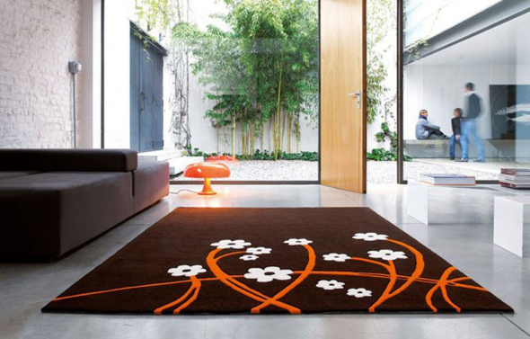 minimalist flooring home with large carpet designs