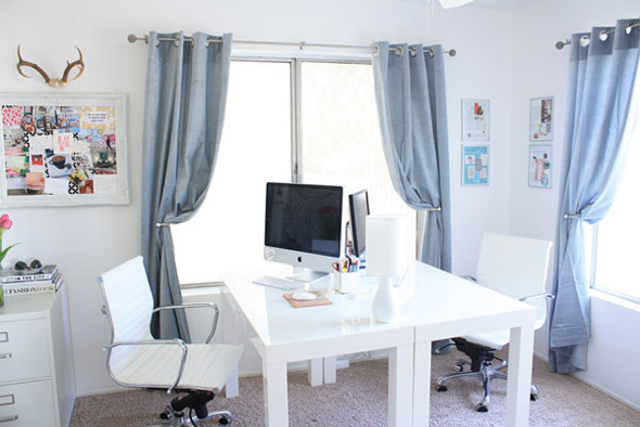 white home office computer desk design