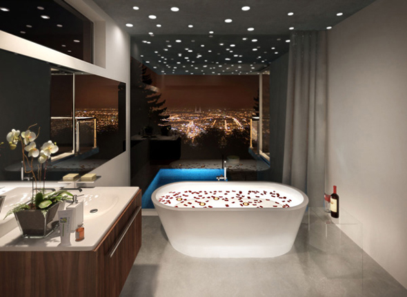 modern open concept bathroom interior design