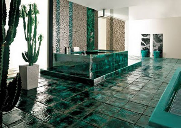 modern luxury green bathroom interior design