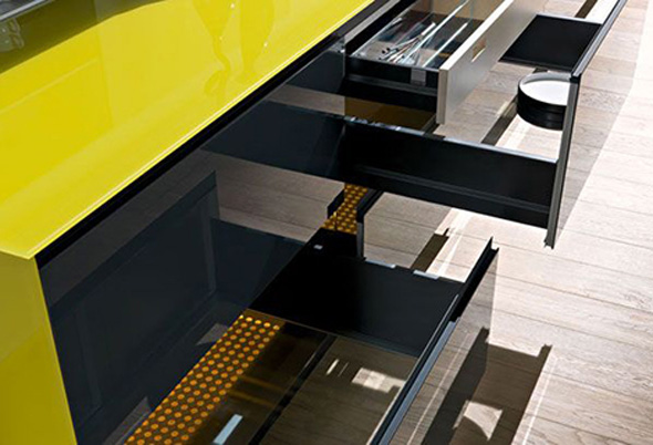 modern yellow kitchen furniture set design